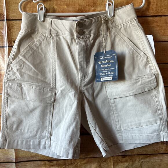 Democracy Ab Solution Shorts Skyrise Cargo Utility Patch Pocket Stretch Beige 8 - Picture 1 of 5